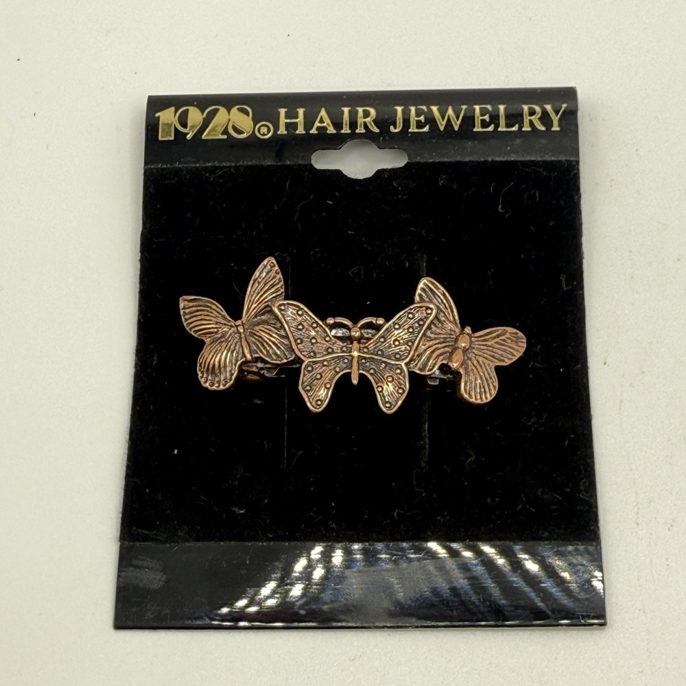 1928 Hair Jewelry Art Nouveau Copper Tone Butterfly Hair Barrette Clip NWT